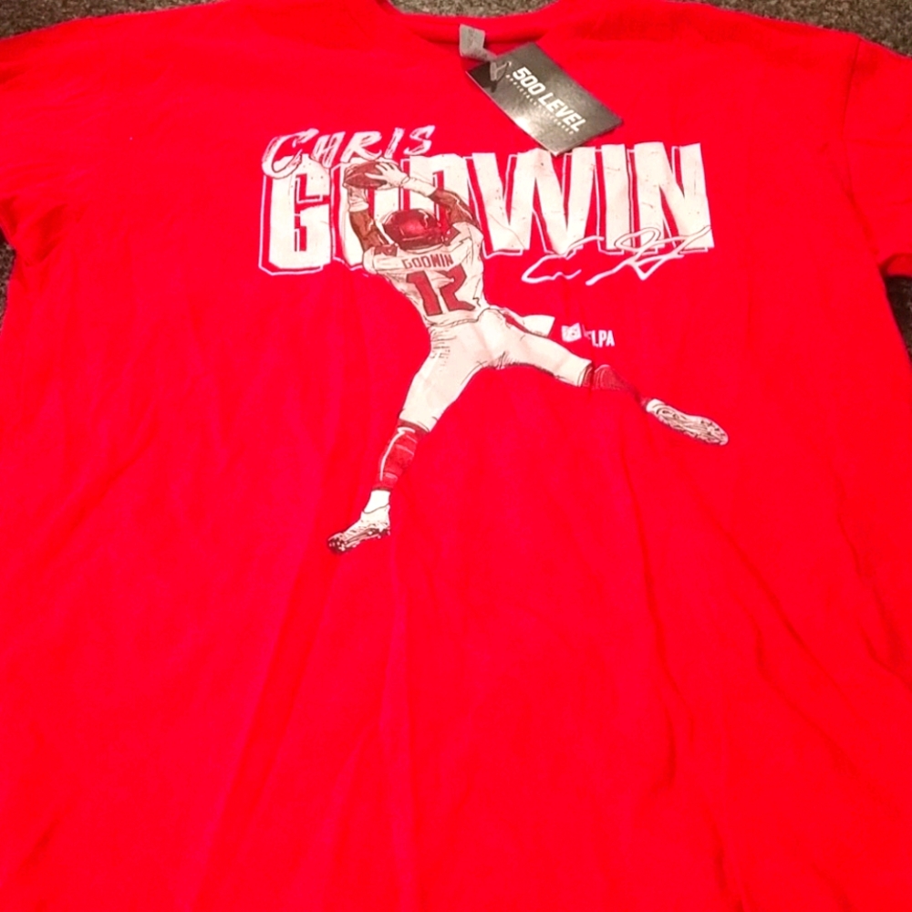 All red NFL player  licensed t-shirt